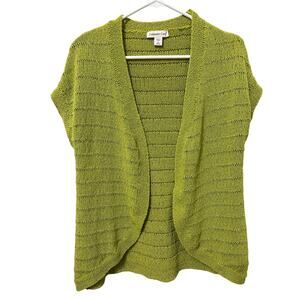Coldwater Creek Green Knit Open-Front Short-Sleeve Cardigan - M 10/12
